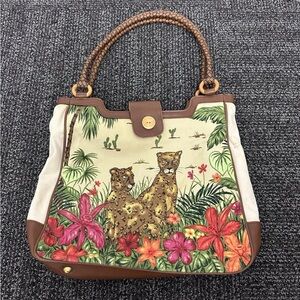 Vintage Jungle Print Large Shoulder Bag